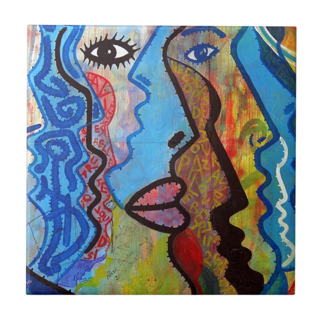 Colorful Abstract Graffiti Tile (Front)