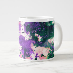 Colorful Abstract Green and Purple Splatter Paint Giant Coffee Mug