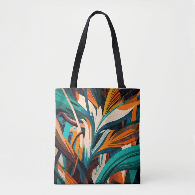 Colorful abstract green mixed texture tote bag (Front)