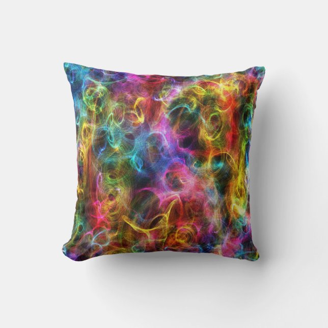 Colorful Abstract Grunge Random Swirls Throw Pillow (Front)