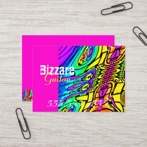 Customizable Colorful Abstract Guitar Business Cards