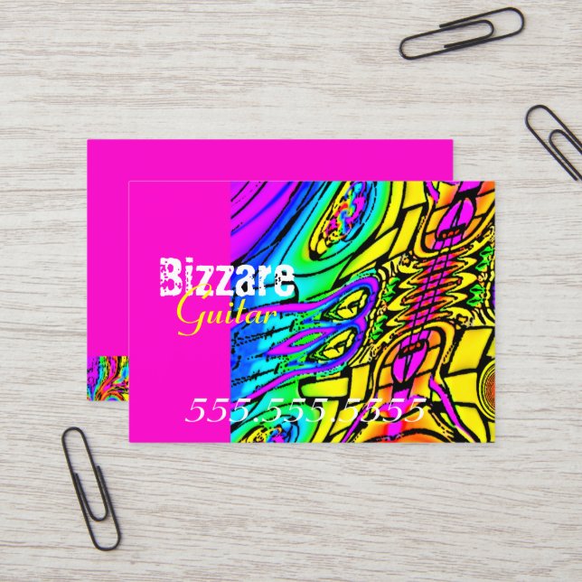 Colorful Abstract Guitar Business Card (Front/Back In Situ)