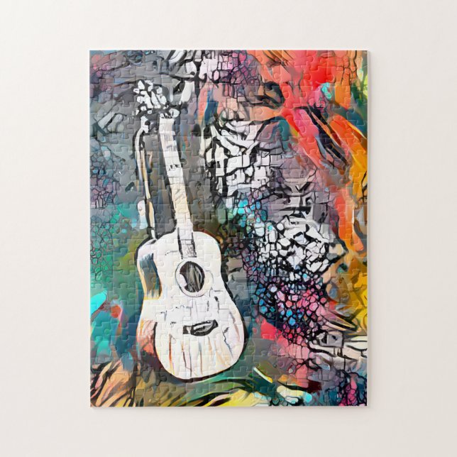 Colorful Abstract Guitar | Hard Challenging Jigsaw Puzzle (Vertical)