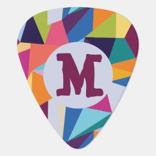 Colorful Abstract Guitar Pick with Initial
