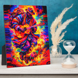 Colorful Abstract Guitar Players Duo Impasto Plaque