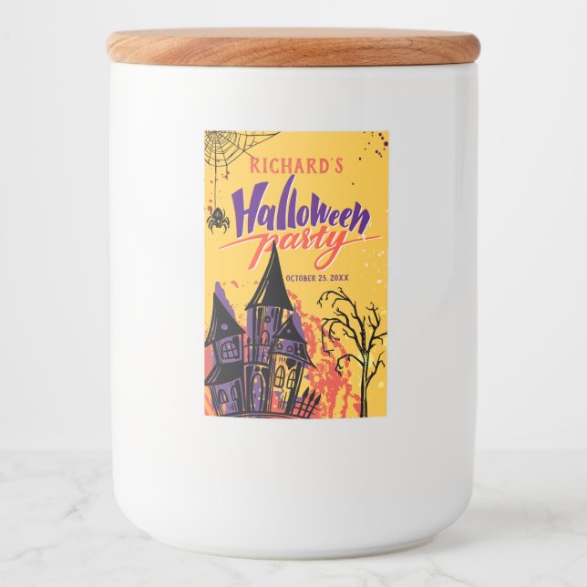 Colorful Abstract Halloween Party Food Label (Front)