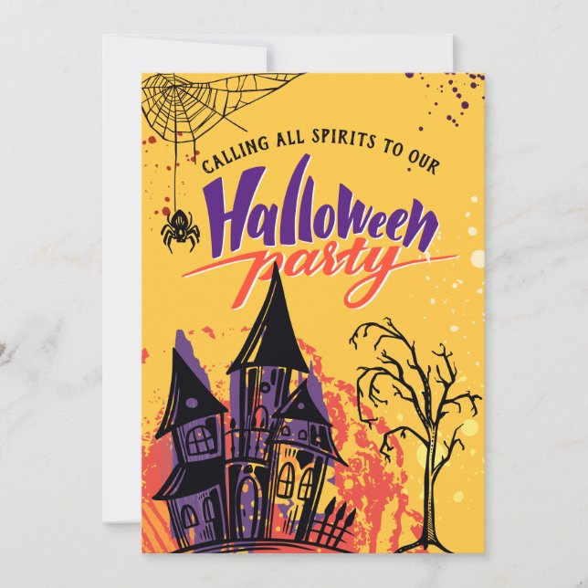 Colorful Abstract Halloween Party Invitation (Front)