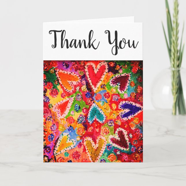 Colorful Abstract Hearts Greeting Card (Front)