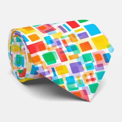 Colorful Abstract Hip Geometric Mosaic Art Pattern Neck Tie