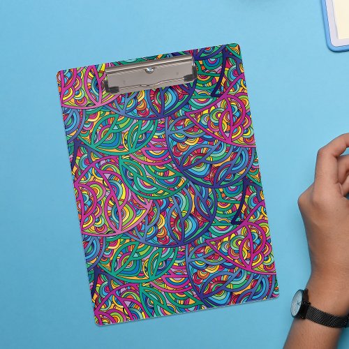 Colorful Abstract Hippie Dynamic Waves Pattern Clipboard