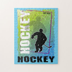 Colorful Abstract Hockey Player Jigsaw Puzzle