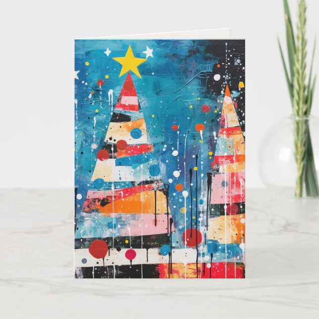Colorful Abstract Holiday Trees (Front)