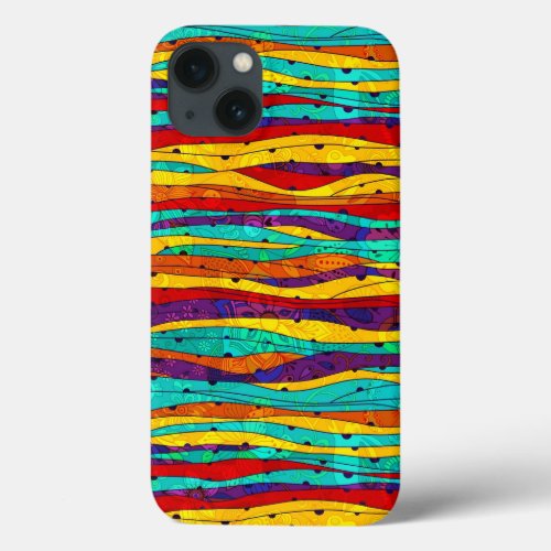 Colorful Abstract Horisontal Stripes iPhone 13 Case