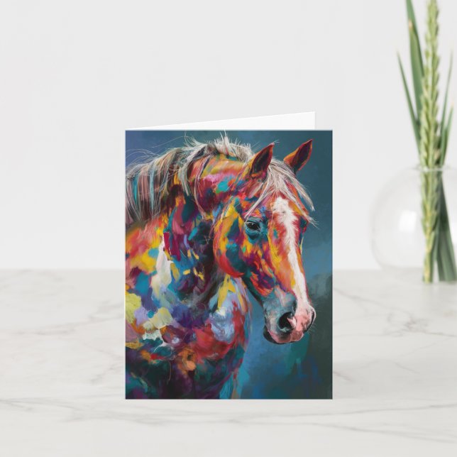 Colorful Abstract Horse Blank Card (Front)