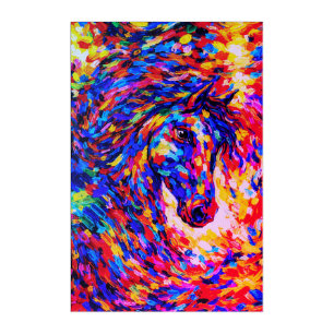 Colorful Abstract Horse Portrait Impasto Acrylic Print
