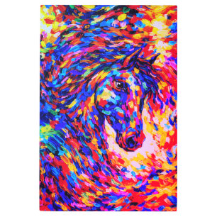 Colorful Abstract Horse Portrait Impasto Metal Print