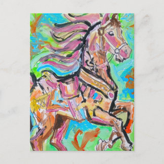 Colorful Abstract Horse Portrait Postcard