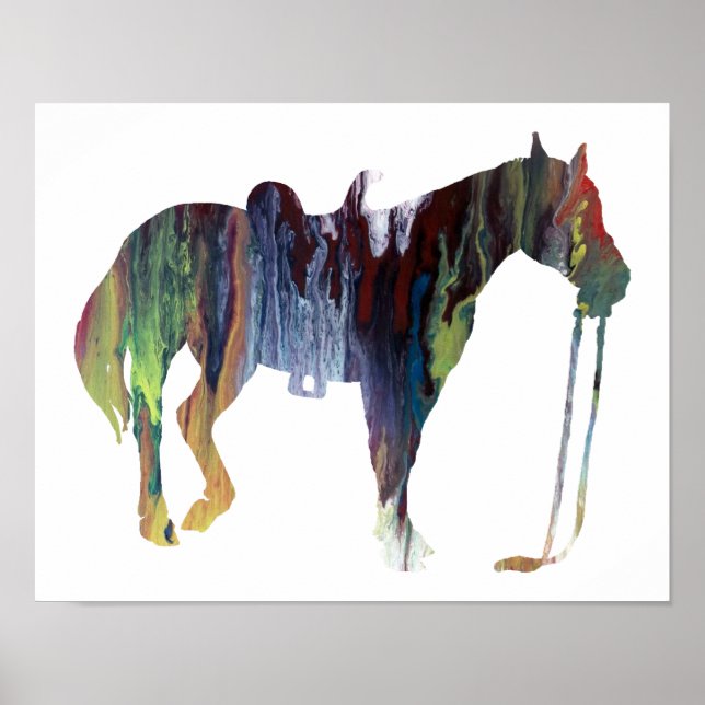 Colorful abstract horse silhouette poster (Front)