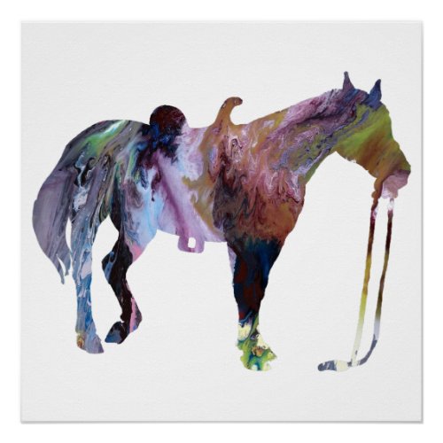Colorful abstract horse silhouette poster