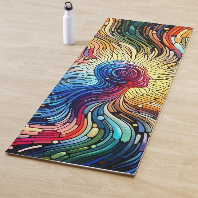 Colorful Abstract Human Head Yoga Mat (In Situ)
