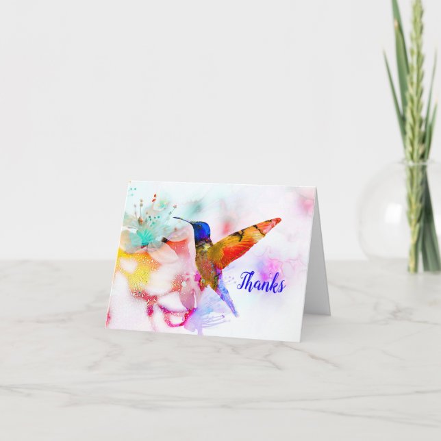 Colorful Abstract Hummingbird Thank You (Front)