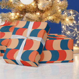 Colorful Abstract Illusion Themed Retro Vintage Wrapping Paper