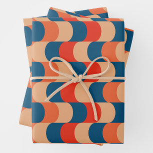 Colorful Abstract Illusion Themed Retro Vintage Wrapping Paper Sheets