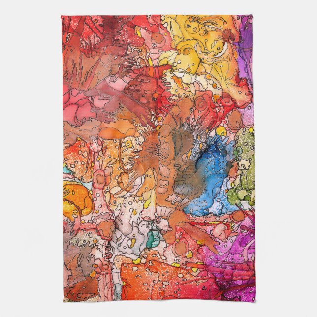 Colorful Abstract Illustration Kitchen Towel (Vertical)