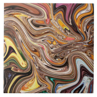 Colorful Abstract in Fluid Style Ceramic Tile