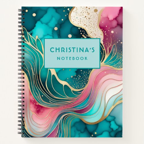 Colorful Abstract Ink Art Spiral Notebook