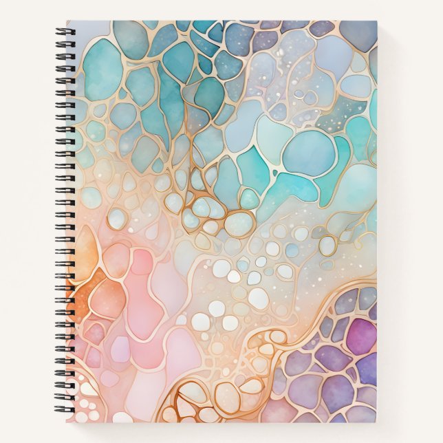 Colorful Abstract Ink Art Spiral Notebook (Front)
