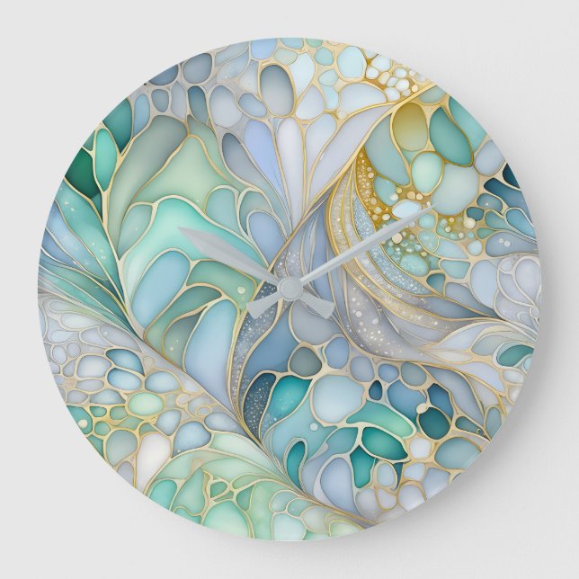 Colorful Abstract Ink Art Wall Clock (Front)