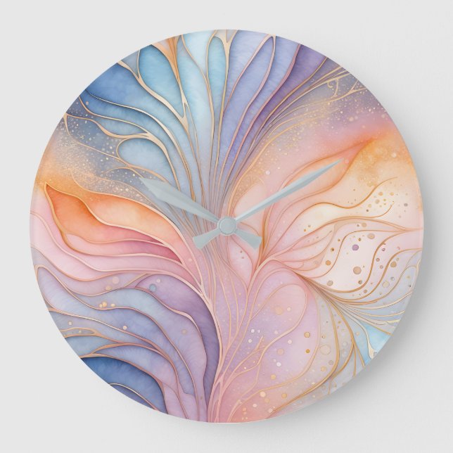 Colorful Abstract Ink Art Wall Clock (Front)