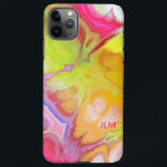Colorful Abstract Ink with Your Monogram iPhone 11Pro Max Case<br><div class="desc">Wildly bright and colorful,  this modern abstract ink pattern has bold colors of hot pink,  yellow,  lime green,  purple,  gold and white in a wonderfully random pattern. A text template is included to personalize with your monogram initials,  name or other text.</div>