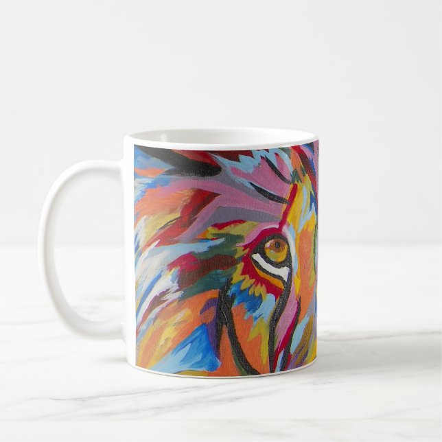 Colorful Abstract Jungle Lion Coffee Mug (Left)