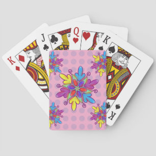 Colorful Abstract Kaleidoscope Flower Pattern Poker Cards