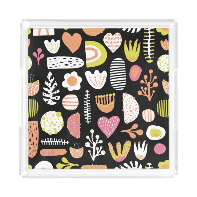 Colorful abstract kids seamless pattern. acrylic tray (Front)