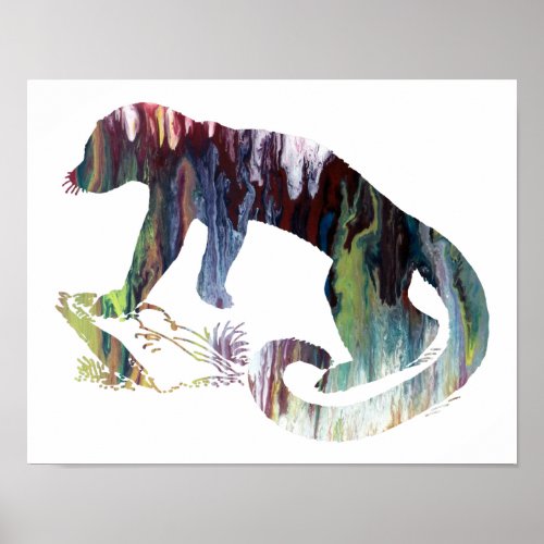 Colorful abstract  Kinkajou silhouette Poster