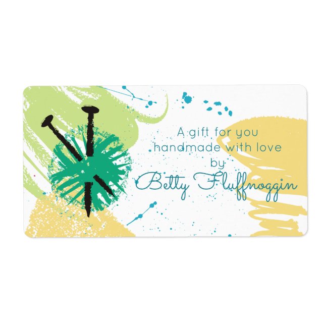 colorful abstract knitting needles ball of yarn label (Front)