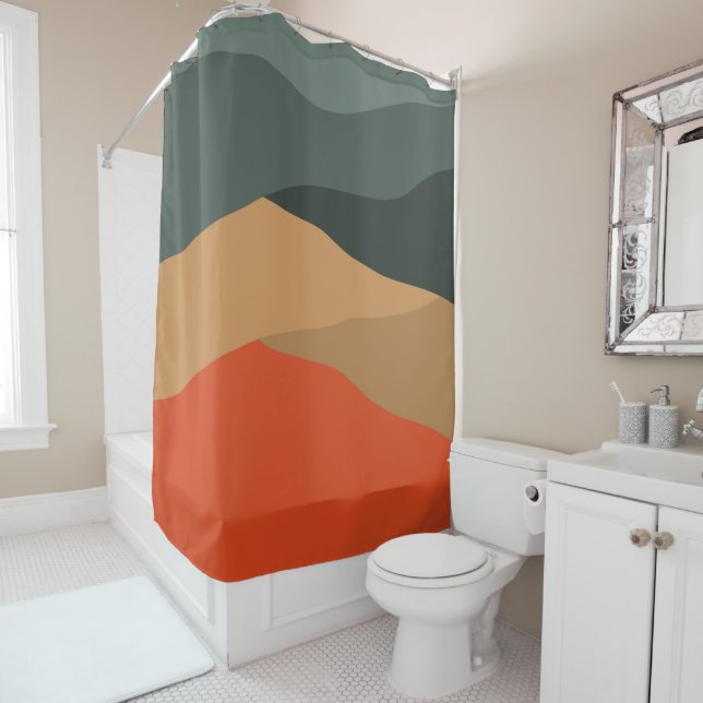 Colorful abstract landscape  shower curtain (In Situ)