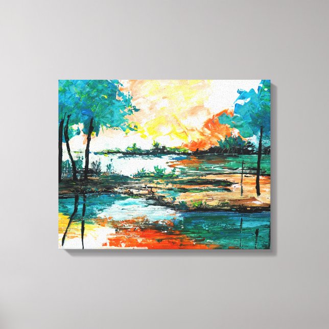 Colorful Abstract Landscape Stretched Canvas Print (Front)