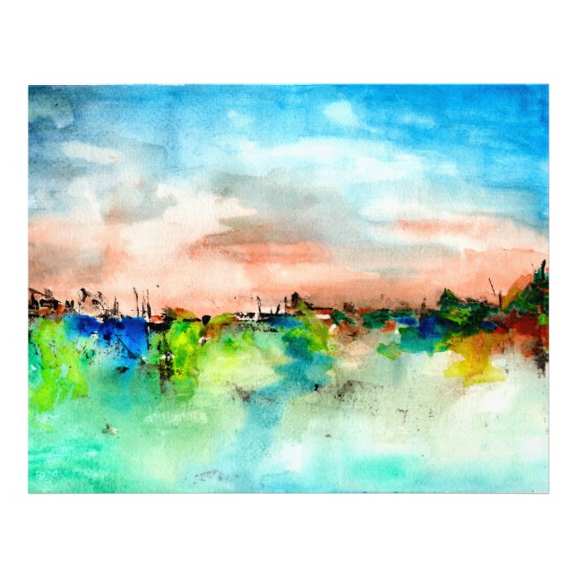 Colorful Abstract Landscape Watercolor Print (Front)