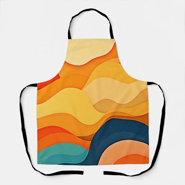 Colorful Abstract Layered Waves  Apron (Front)