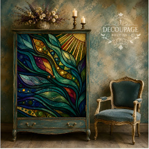 Colorful Abstract Leaf Art Decoupage Tissue Paper