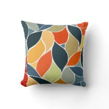 Colorful Abstract Leaf Pattern Pillow 16" x 16"
