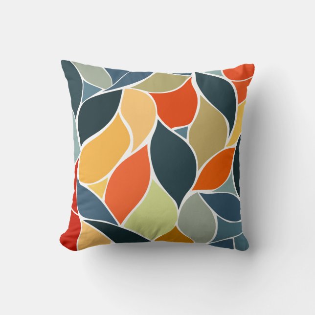 Colorful Abstract Leaf Pattern Pillow 16" x 16" (Front)
