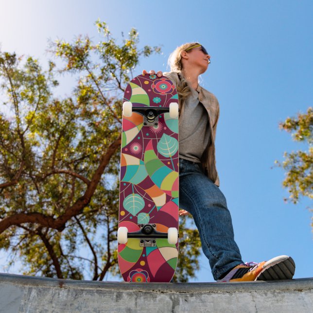 Colorful Abstract Leaf Skateboard (Outdoor 1)