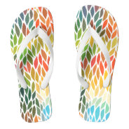 Colorful Abstract Leafs Pattern Flip Flops at Zazzle