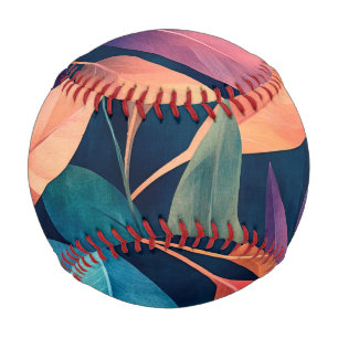Colorful Abstract Leaves Baseball