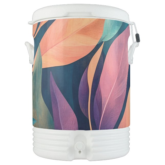 Colorful Abstract Leaves Beverage Cooler (Front)